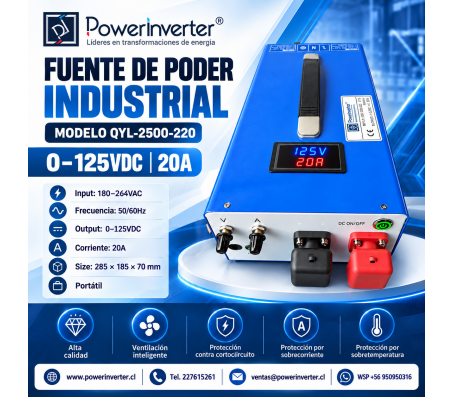 FUENTE DE PODER - PORTATIL - HIGH POWER 220VAC /0-125VDC 20A (2.500W) 